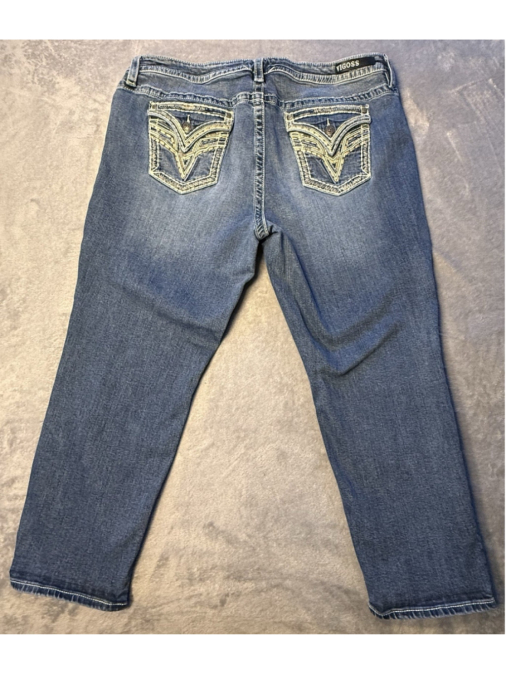 Vigoss Woman’sHeritage Fit Capri Jeans Embellished Pockets Size 22 L25